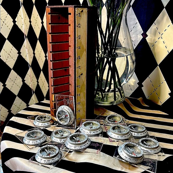 Vintage Compasses Set of 12 Silva in Wooden Box – Classic Scout Gear Collectible - Picture 12 of 16